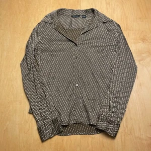 Vintage Women's Moda Disco Medium Brown Long Sleeve Collared Shirt - Picture 1 of 9