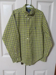 Ralph Lauren Boy's Yellow Plaid L/S Button Down Shirt Size S 8/10 GUC - Picture 1 of 4