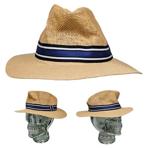 Airelles Saint Tropez Striped Trim Fedora Straw Hat Sz 56 EU Luxury Hotel France - Picture 1 of 11