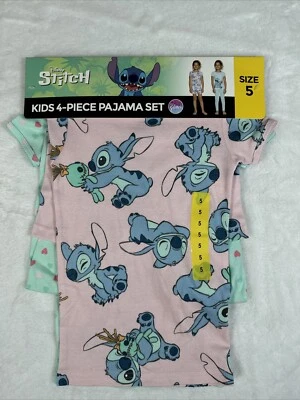 Juego de pijama de 4 piezas para niños con personajes Disney Stitch talla 5 Foto 1 de 4