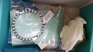 Pulsera elástica de plata de ley hecha a mano para mujer pulsera de plata 6 mm bolas 7" - Imagen 1 de 2