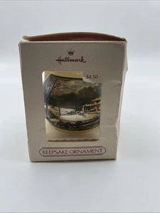 Hallmark Currier & Ives 1984 American Winter Scenes Christmas Glass Ornament - Bild 1 von 4