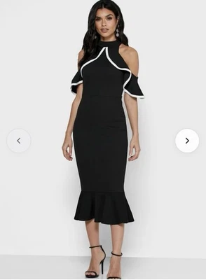 Nuevo con etiquetas Vestido midi para mujer Quiz con hombros fríos. Talla 8 Foto 1 de 4