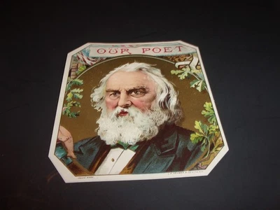 ETIQUETA EXTERIOR DE CIGARRO NUESTRO POETA VINTAGE AÑOS 1880, LITOGRAFÍA LE NEUMAN Foto 1 de 2