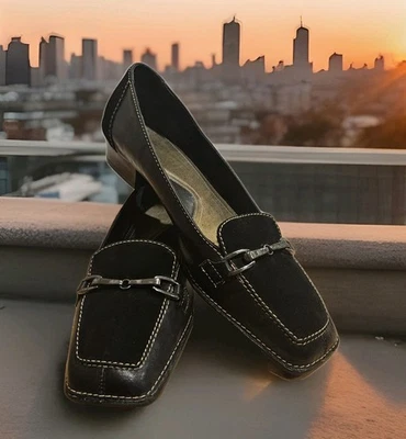 VTG Y2K Whats What by Aerosoles Womens Leather Suede Loafer Chunky Heel Sz 10 - Image 1 of 4