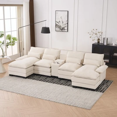 Sofá seccional modular en forma de U tapizado sofá nube con doble chaise lounge Foto 1 de 4