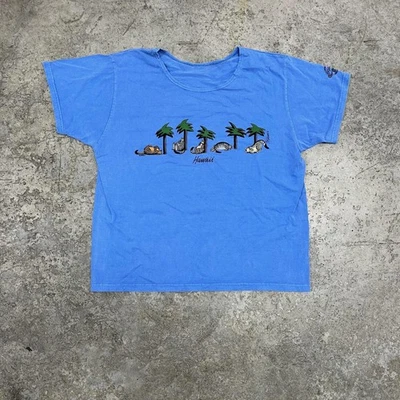 Vintage B Kliban Hawaii Cats Shirt Mens Large Blue Crazy Shirts Graphic Tee Rare - Image 1 of 4