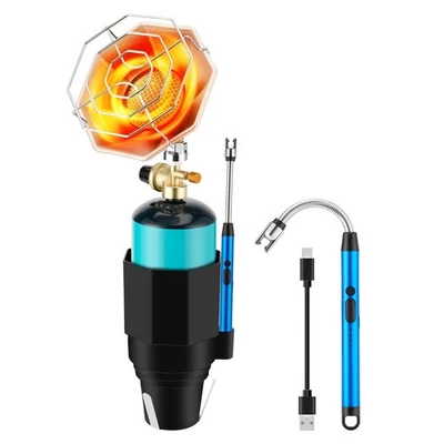 Calentador de carro de golf con portavasos y regulador de gas 6200BTU encendedor USB a prueba de viento Foto 1 de 4