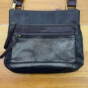 Vintage Fossil Handbag Crossbody Organizer 3-Tone Purse Goat Hide/Cow Leather - Picture 1 of 11