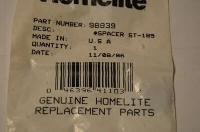 HOMELITE DRIVE HEAD BEARING SPACER     PN 98839     FITS: HBC-18, ST-185  - Image 1 of 2