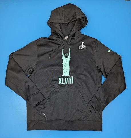 Nike Men's Super Bowl XLVIII 48 Large Dri-Fit Hoodie Sweatshirt Black Football Cover