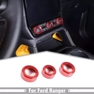 Car AC Switch Knob Ring Cover Trim Fit For Ford Ranger 2023-2025 Accessories Red - Picture 1 of 9