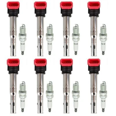8PCS Ignition Coil & Spark Plug Set for VW Audi R8 Q5 Q7 S5 S4 A4 A6 A8 Quattro - Image 1 of 4