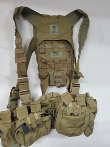 S.O TECH MEDICAL ASSAULT HARNESS CHEST RIG w/ HYDRATION CARRIER RACK FLICK Khaki - Picture 1 of 9