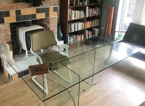 STUNNING LATE CENTURY MODERNIST COMISSION MADE GLASS DESK/TABLE BY MARRES DESIGN - Picture 1 of 14