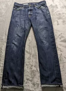 Gap 1969 Selvedge Jeans Mens 32x30 Slim Fit Dark Wash Ringspun Denim Button Fly - Picture 1 of 21