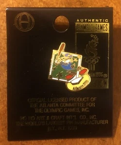 Atlanta 1996 Welcome Summer Olympic Games Lapel Pin Izzy Softball Themed NEW - Picture 1 of 1