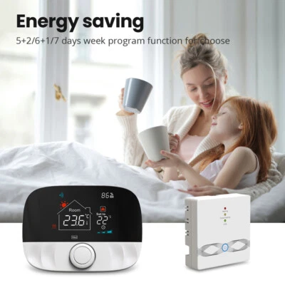 WiFi Smart Thermostat RF433 Wireless Water & Gas Boiler Thermostat Alexa Google - Image 1 of 4
