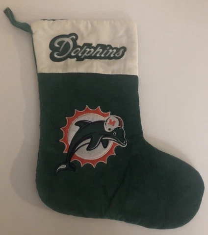 Miami Dolphins NFL Vintage Green Velvet Christmas Stocking 15 inches Cover
