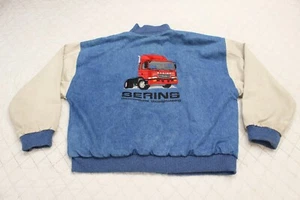 Vtg Game sportswear mens sz L blue denim snap button bomber jaket USA - Picture 1 of 15