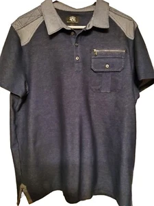 ROCK & REPUBLIC Button Front Short Sleeve Gray Polo Shirt Men's Size Medium - Picture 1 of 4