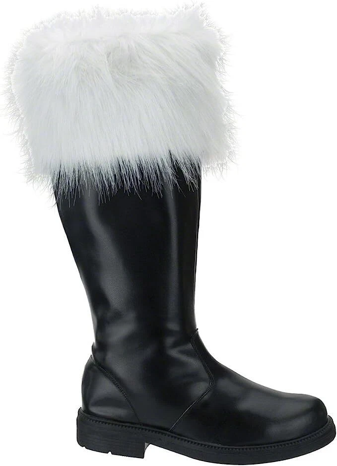 Botas profesionales de Papá Noel con imitación de piel blanca talla grande 13 cremallera lateral Foto 1 de 1