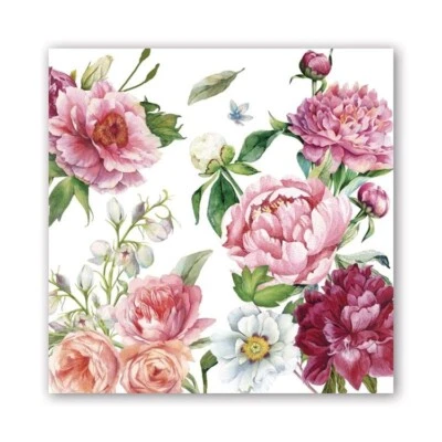 Servilletas de cóctel Michel Design Works rubor peonía floral 20 capas de papel Foto 1 de 2