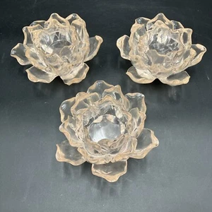 Lucite? Lotus Candle Holder SET Of 3. Large - Picture 1 of 6