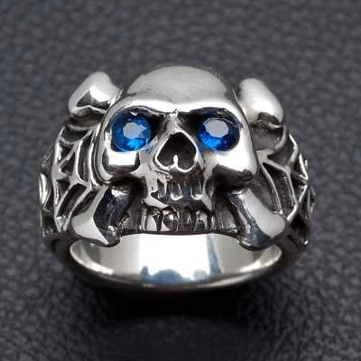 纯银蜘蛛十字骨骷髅戒指 骑手 哥特式 男式 全新 — 第 1/4 张图片