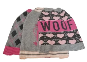 3 Vibrant Life Dog Sweaters Medium Valentines Pink Grey Hearts Cute Princess - Picture 1 of 12