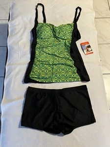 Tankini Größe 42 Cup B/C In Schwarz Braun Grün NEU - Bild 1 von 6
