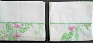 Vtg Christian Dior Wamsutta King Pillowcases Pink Floral Morning Glory Trellis - Picture 1 of 5