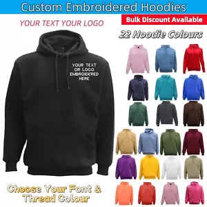 Personalised Custom Embroidered Adults Unisex Fleece Pullover Hoodies Workwear - Picture 1 of 34