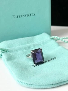 Tiffany & Co. Sterling Silver Amethyst Emerald Cut Cocktail Ring Size 7 US - Picture 1 of 5