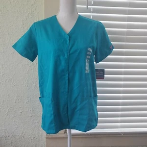 Camisa Médica Cherokee Para Mujer Ropa de Trabajo Frontal A Presión Cuello en V Verde azulado Talla XS - Imagen 1 de 10