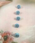 Antique Vintage Glass Blue Flower Buttons small suit doll bear clothes clothing