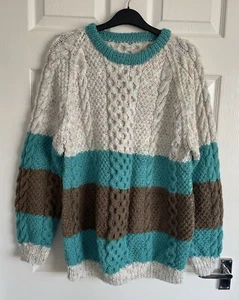 Ladies Stripped Handknitted Jumper -Size M 12/14 - Picture 1 of 7