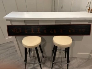 Vintage Billiards Sign~ VERY OLD ~ One Piece Board ~ 8" x 60"~ For Internal Use - Picture 1 of 18