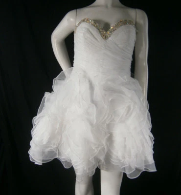 FIESTA MEDIUM WHITE FORMAL SHORT PARTY DRESS JEWELS STRAPLESS CORSET SEXY FUN - Image 1 of 4
