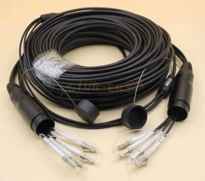 LC-LC SM 4 Strand Armored Field TPU Cable Optical Patch Cord Waterproof Head 50M - Image 1 of 4