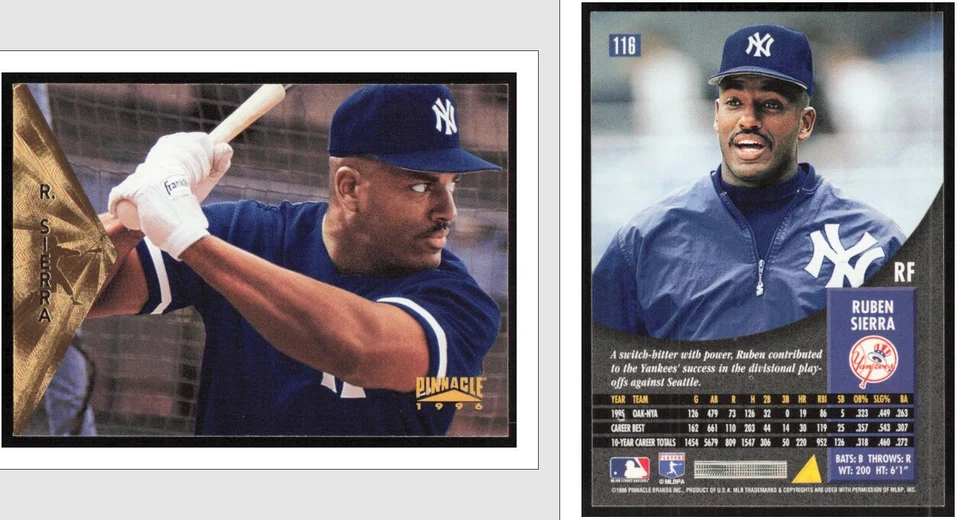 New York Yankees Ruben Sierra 1996 Pinnacle Baseball Card  #116 - Image 1 of 1
