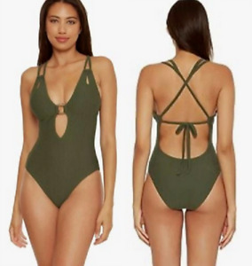 New Becca Macie Agave Green One Piece Swimsuit Size Small