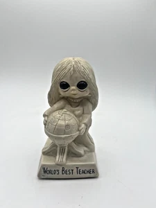 Vintage Wallace & Russ Berrie Big Eye Resin Figure Worlds Best Teacher Trinket! - Picture 1 of 7