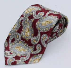 Vtg Necktie Neck Tie Countess Mara Red Gold Paisley Pattern Sistine Satin Used - Picture 1 of 12