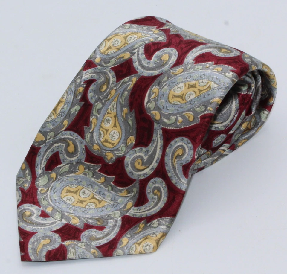 Corbata de Colección Cuello Corbata Condesa Mara Rojo Dorado Patrón Paisley Sixtino Satén Usada Foto 1 de 4
