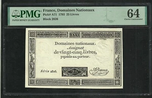 France : Assignat 25 Livres 1793 ; PMG : Choice UNC 64 (Ref 1986) - Picture 1 of 2