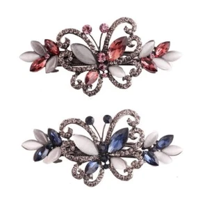2Pcs Hair Clip Fashion Hair Barrettes for Women Girl Rhinestones Flowers Hairpin - Picture 1 of 8