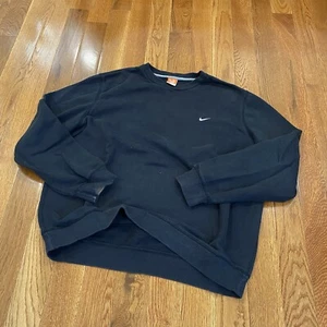 SUDADERA VINTAGE NIKE BORDADA A CUADROS SWOOSH NEGRA CUELLO REDONDO AÑOS 90 TALLA 2XL - Imagen 1 de 6