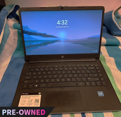 HP 14'' HD Laptop Intel 4-Core Celeron 4GB RAM 128GB (64+64) Win11 Black - Image 1 of 4