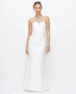 Ann Taylor Ivory Jeweled Halter Wedding Dress Size 8 $799 - Picture 1 of 3